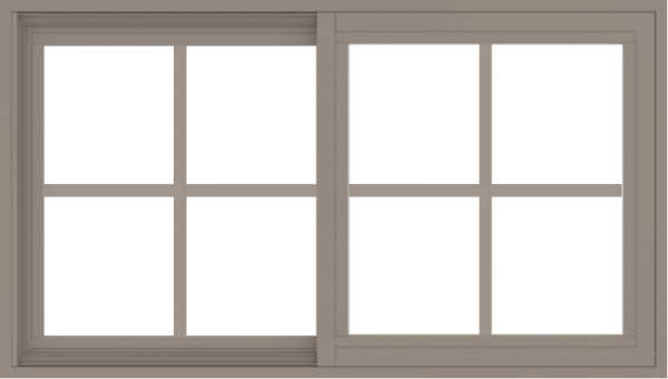 WDMA 42x24 (41.5 x 23.5 inch) Vinyl uPVC Brown Slide Window with Colonial Grids Exterior