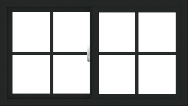 WDMA 42x24 (41.5 x 23.5 inch) Vinyl uPVC Black Slide Window with Colonial Grids Exterior