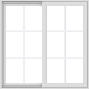 WDMA 42x42 (41.5 x 41.5 inch) Vinyl uPVC White Slide Window with Colonial Grids Exterior