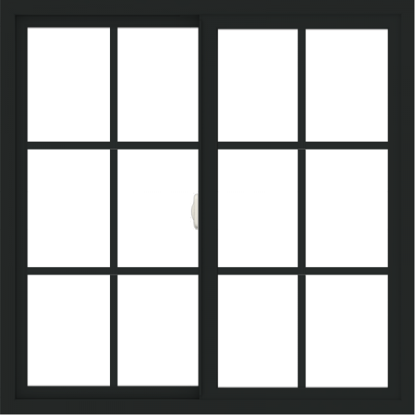 WDMA 42x42 (41.5 x 41.5 inch) Vinyl uPVC Black Slide Window with Colonial Grids Exterior
