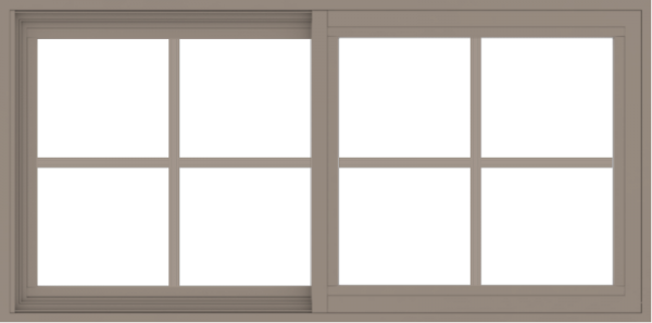 WDMA 48x24 (47.5 x 23.5 inch) Vinyl uPVC Brown Slide Window with Colonial Grids Exterior