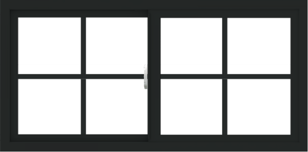 WDMA 48x24 (47.5 x 23.5 inch) Vinyl uPVC Black Slide Window with Colonial Grids Exterior