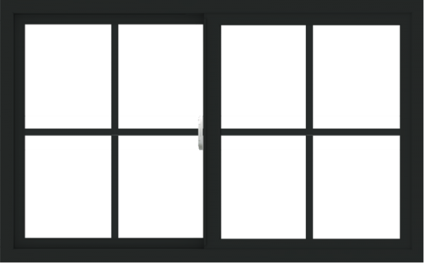 WDMA 48x30 (47.5 x 29.5 inch) Vinyl uPVC Black Slide Window with Colonial Grids Exterior