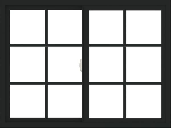 WDMA 48x36 (47.5 x 35.5 inch) Vinyl uPVC Black Slide Window with Colonial Grids Exterior
