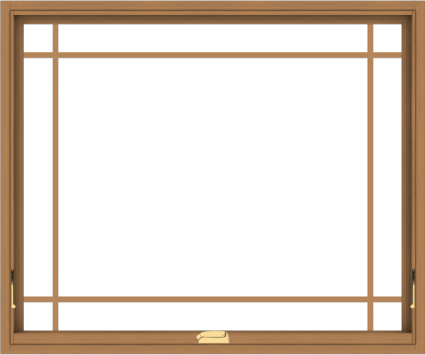 WDMA 48x40 (47.5 x 39.5 inch) Oak Wood Dark Brown Bronze Aluminum Crank out Awning Window with Prairie Grilles