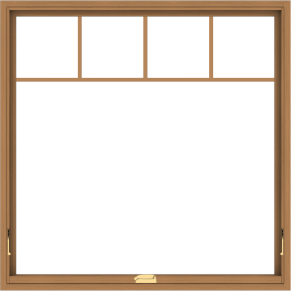 WDMA 48x48 (47.5 x 47.5 inch) Oak Wood Dark Brown Bronze Aluminum Crank out Awning Window with Fractional Grilles