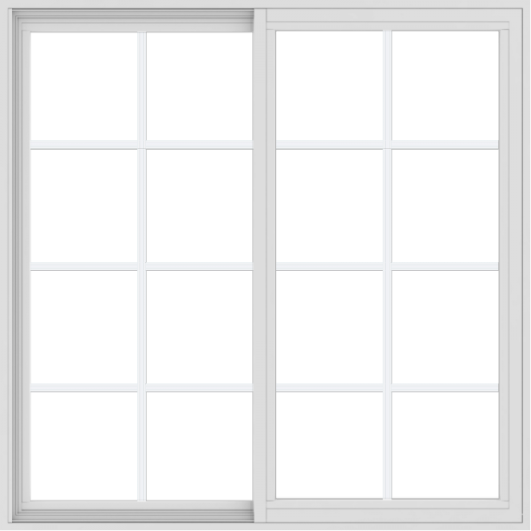 WDMA 48x48 (47.5 x 47.5 inch) Vinyl uPVC White Slide Window with Colonial Grids Exterior