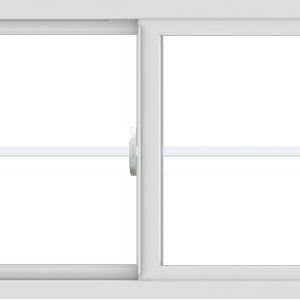 WDMA 54x24 (53.5 x 23.5 inch) Vinyl uPVC White Slide Window with Colonial Grids Exterior