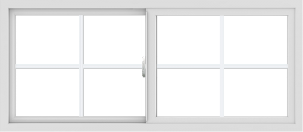 WDMA 54x24 (53.5 x 23.5 inch) Vinyl uPVC White Slide Window with Colonial Grids Exterior