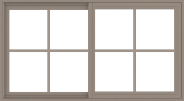 WDMA 54x30 (53.5 x 29.5 inch) Vinyl uPVC Brown Slide Window with Colonial Grids Exterior