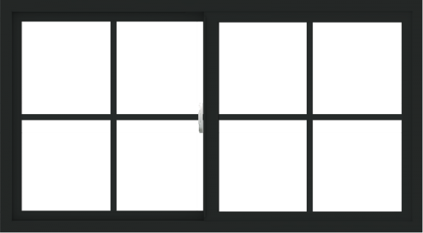 WDMA 54x30 (53.5 x 29.5 inch) Vinyl uPVC Black Slide Window with Colonial Grids Exterior