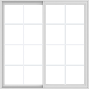 WDMA 54x54 (53.5 x 53.5 inch) Vinyl uPVC White Slide Window with Colonial Grids Exterior