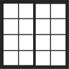 WDMA 54x54 (53.5 x 53.5 inch) Vinyl uPVC Black Slide Window with Colonial Grids Exterior