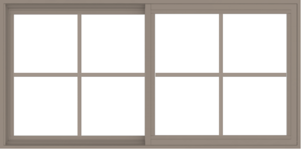 WDMA 60x30 (59.5 x 29.5 inch) Vinyl uPVC Brown Slide Window with Colonial Grids Exterior