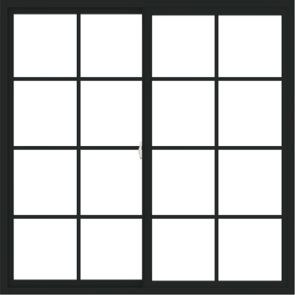 WDMA 60x60 (59.5 x 59.5 inch) Vinyl uPVC Black Slide Window with Colonial Grids Exterior