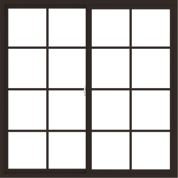 WDMA 60x60 (59.5 x 59.5 inch) Vinyl uPVC Dark Brown Slide Window with Colonial Grids Exterior