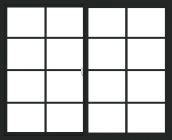 WDMA 66x54 (65.5 x 53.5 inch) Vinyl uPVC Black Slide Window with Colonial Grids Exterior