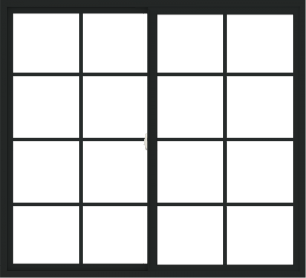 WDMA 66x60 (65.5 x 59.5 inch) Vinyl uPVC Black Slide Window with Colonial Grids Exterior