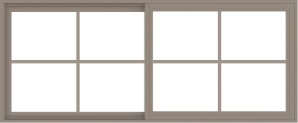 WDMA 72x30 (71.5 x 29.5 inch) Vinyl uPVC Brown Slide Window with Colonial Grids Exterior