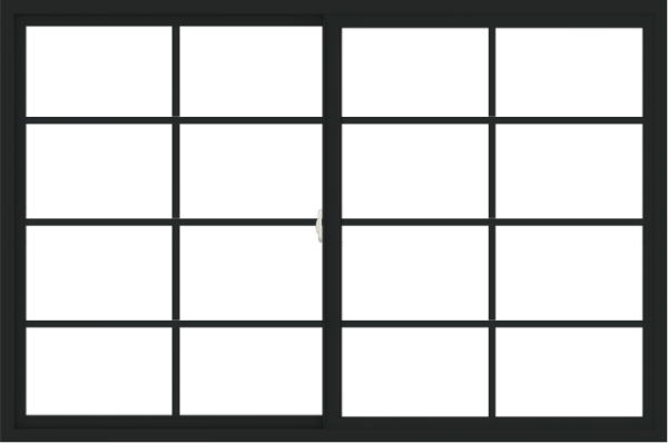 WDMA 72x48 (71.5 x 47.5 inch) Vinyl uPVC Black Slide Window with Colonial Grids Exterior