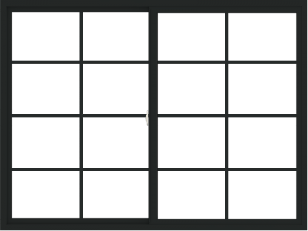 WDMA 72x54 (71.5 x 53.5 inch) Vinyl uPVC Black Slide Window with Colonial Grids Exterior