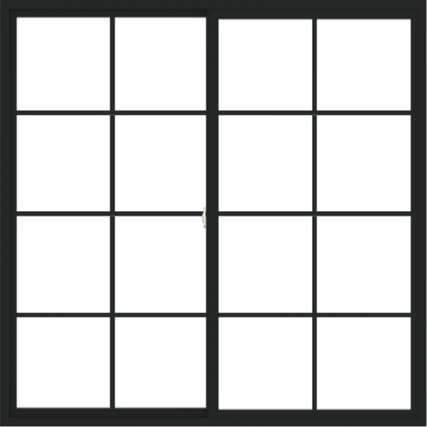 WDMA 72x72 (71.5 x 71.5 inch) Vinyl uPVC Black Slide Window with Colonial Grids Exterior