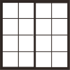 WDMA 72x72 (71.5 x 71.5 inch) Vinyl uPVC Dark Brown Slide Window with Colonial Grids Exterior