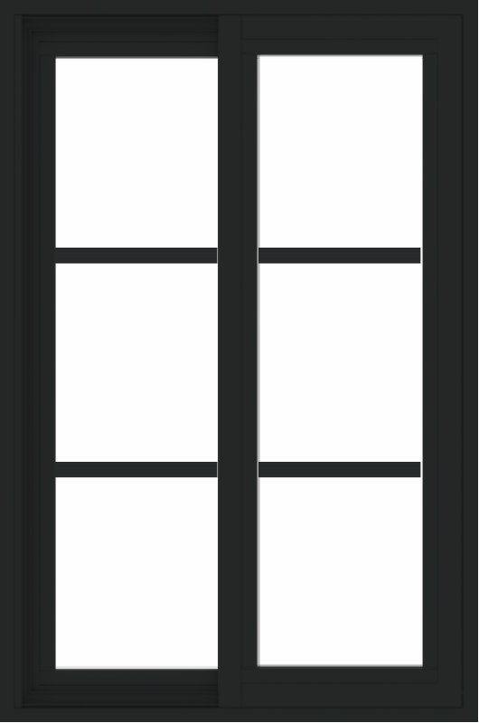 WDMA 24x36 (23.5 x 35.5 inch) black uPVC/Vinyl Slide Window with Colonial Grilles Exterior