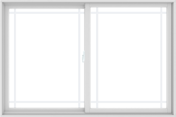 WDMA 72X48 (71.5 x 47.5 inch) White uPVC/Vinyl Sliding Window with Prairie Grilles