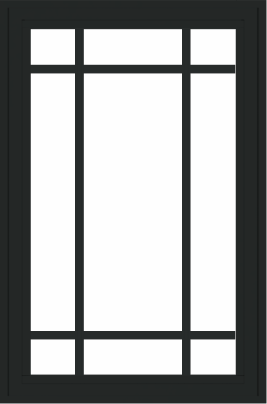 WDMA 24x36 (23.5 x 35.6 inch) black uPVC/Vinyl Crank out Casement Window with Prairie Grilles Exterior