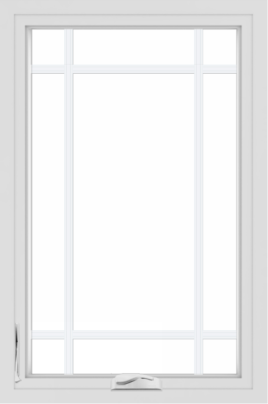 WDMA 24x36 (23.5 x 35.5 inch) black uPVC/Vinyl Crank out Casement Window with Prairie Grilles Interior