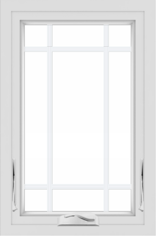 WDMA 24x36 (24.5 x 36.5 inch) White uPVC/Vinyl Crank out Awning Window with Prairie Grilles