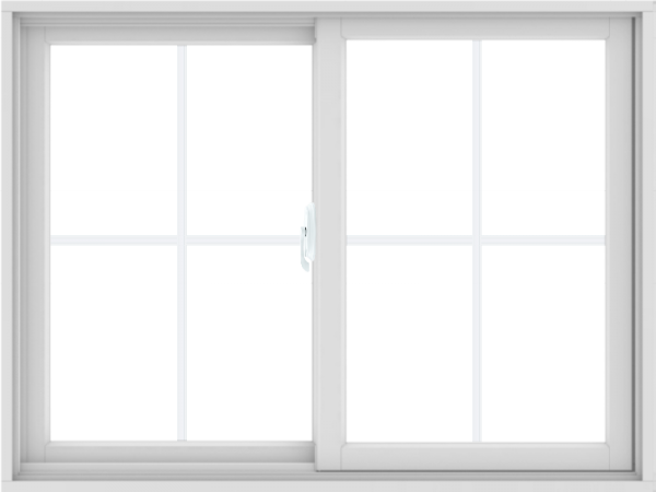 WDMA 48X36 (47.5 x 35.5 inch) White uPVC/Vinyl Sliding Window with Colonial Grilles