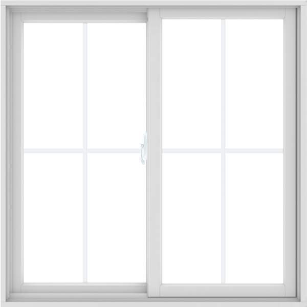 WDMA 48X48 (47.5 x 47.5 inch) White uPVC/Vinyl Sliding Window with Colonial Grilles