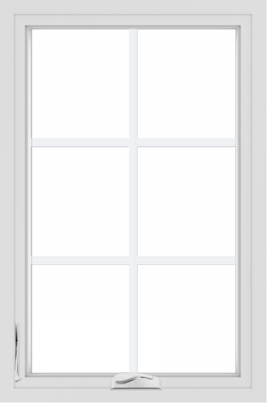 WDMA 24x36 (23.5 x 35.5 inch) White aluminum Crank out Casement Window with Colonial Grilles