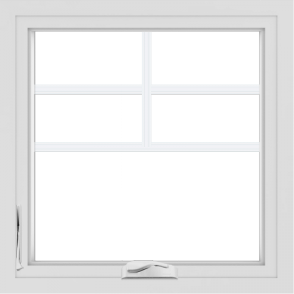 WDMA 24x24 (23.5 x 23.5 inch) White Aluminum Crank out Casement Window with Top Colonial Grids