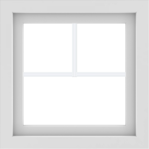 WDMA 24x24 (23.5 x 23.5 inch) White uPVC/Vinyl Picture Window with Fractional Grilles