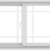 WDMA 84X24 (83.5 x 23.5 inch) White uPVC/Vinyl Sliding Window with Prairie Grilles