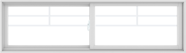 WDMA 84X24 (83.5 x 23.5 inch) White uPVC/Vinyl Sliding Window with Top Colonial Grids Grilles