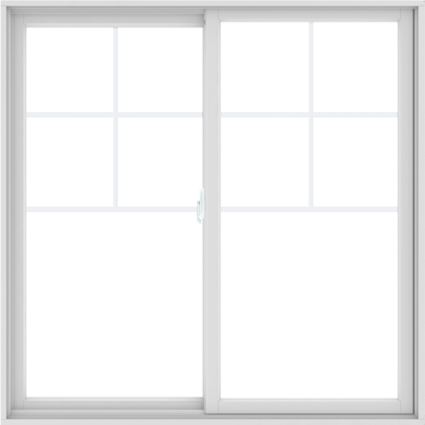 WDMA 60X60 (59.5 x 59.5 inch) White uPVC/Vinyl Sliding Window with Top Colonial Grids Grilles