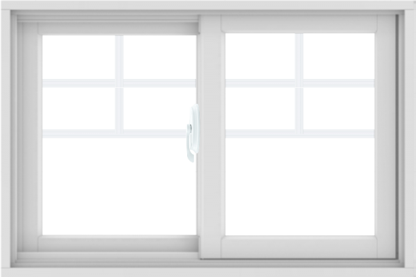 WDMA 36X24 (35.5 x 23.5 inch) White uPVC/Vinyl Sliding Window with Top Colonial Grids Grilles