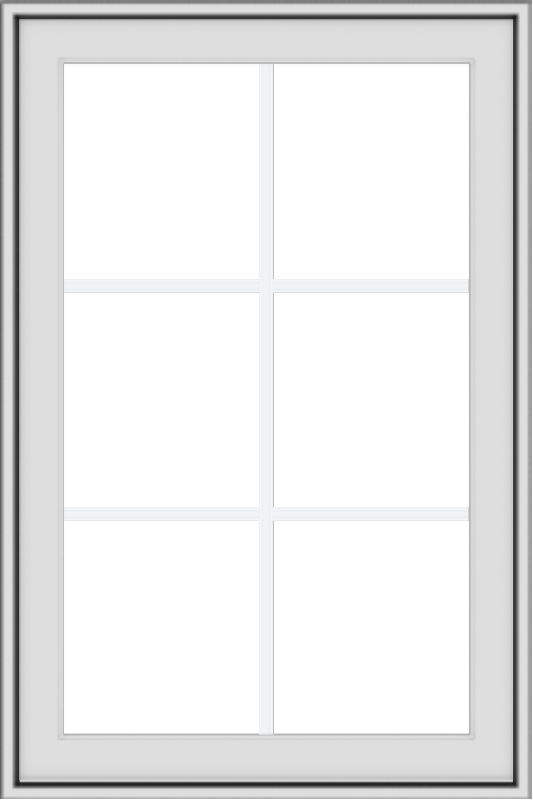 WDMA 24x36 (24.5 x 36.5 inch) White uPVC/Vinyl Push out Awning Window with Colonial Grilles