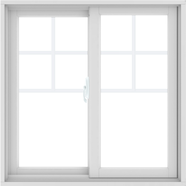 WDMA 36X36 (35.5 x 35.5 inch) White uPVC/Vinyl Sliding Window with Top Colonial Grids Grilles