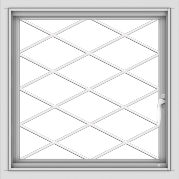 WDMA 24x24 (23.5 x 23.5 inch) White uPVC/Vinyl Push out Casement Window with Diamond Grids