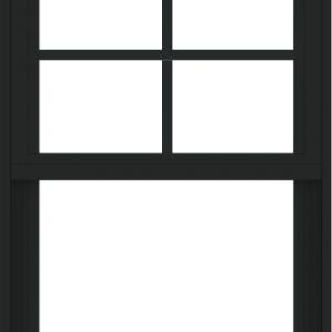 WDMA 24x36 (23.5 x 35.6 inch) black uPVC/Vinyl Single and Double Hung Window with Top Colonial Grids Exterior