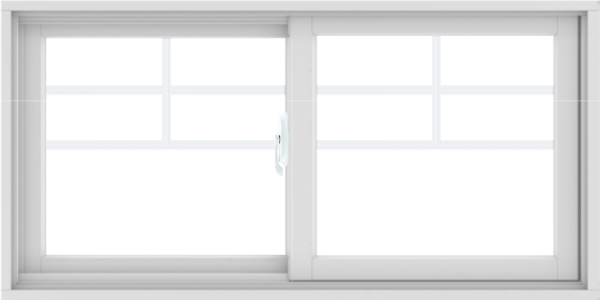 WDMA 48X24 (47.5 x 23.5 inch) White uPVC/Vinyl Sliding Window with Top Colonial Grids Grilles