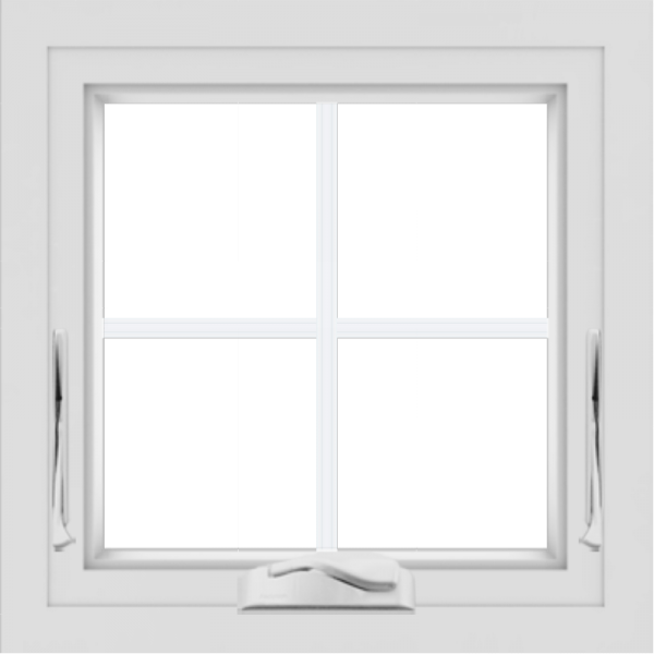 WDMA 24x24 (23.5 x 23.5 inch) White uPVC/Vinyl Crank out Awning Window with Colonial Grilles