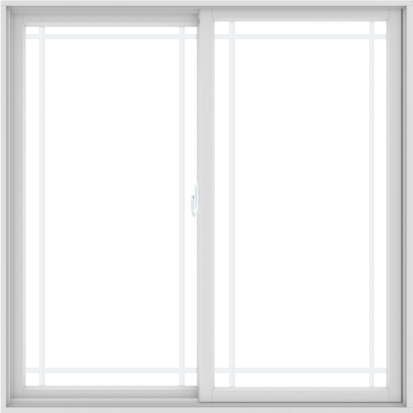 WDMA 60X60 (59.5 x 59.5 inch) White uPVC/Vinyl Sliding Window with Prairie Grilles