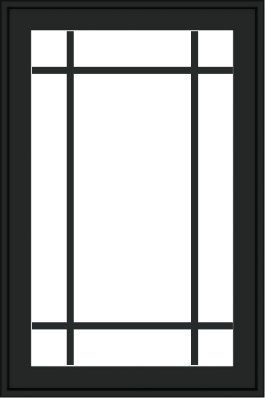 WDMA 24x36 (23.5 x 35.6 inch) black uPVC/Vinyl Push out Casement Window with Prairie Grilles Exterior