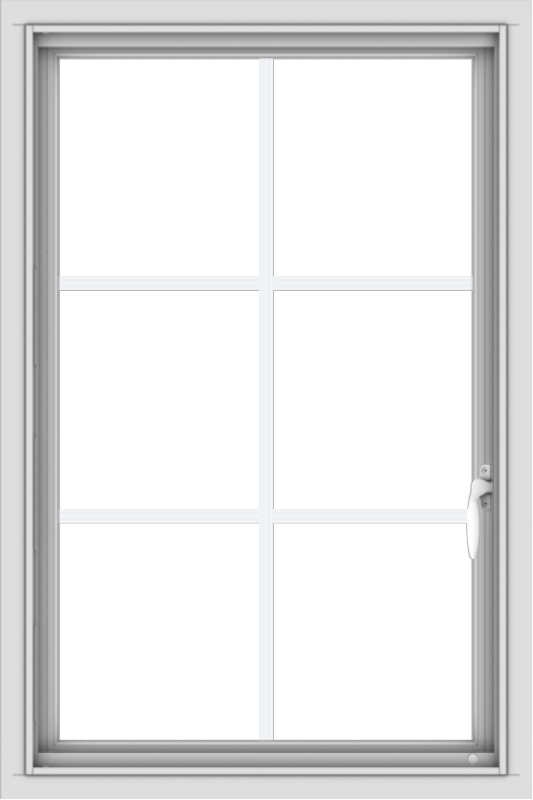 WDMA 24x36 (23.5 x 35.5 inch) black uPVC/Vinyl Push out Casement Window with Colonial Grilles Interior